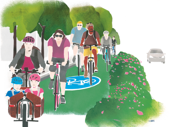 Illustration geschützer Radfahrstreifen