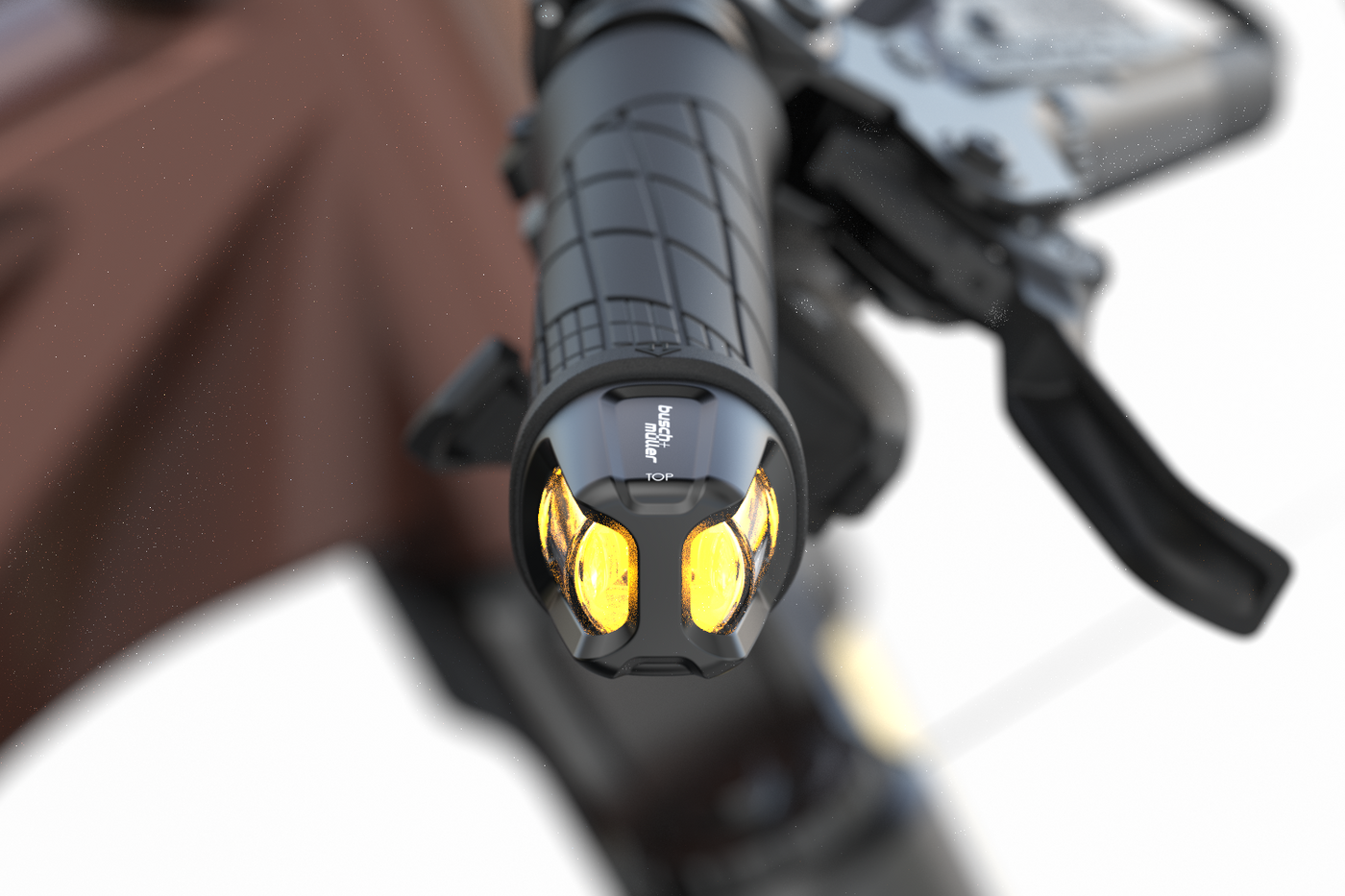 Blinkerkäfig Ein Fahrradblinker von der Seite gesehen.